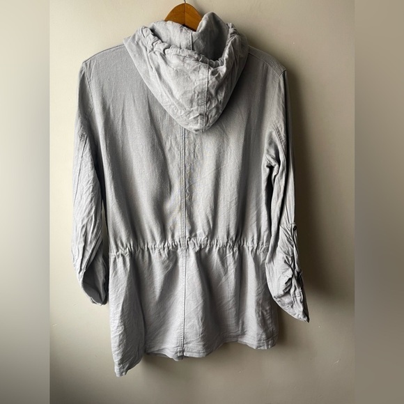JUST Living Bluish Grey Linen Blend Hooded Utility Jacket Small - Picture 2 of 10